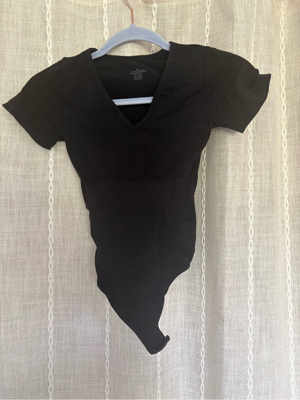 Black V-Neck Short Sleeve Bodysuit